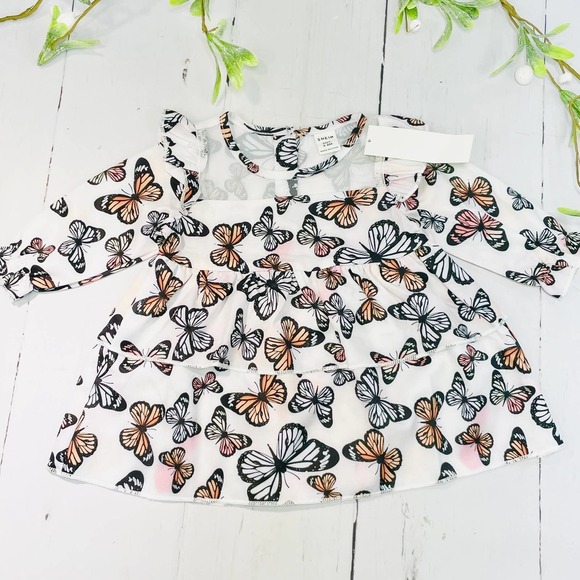 SHEIN Other - NWT Infant Girls Shein Butterfly Ruffle Long-Sleeve Dress